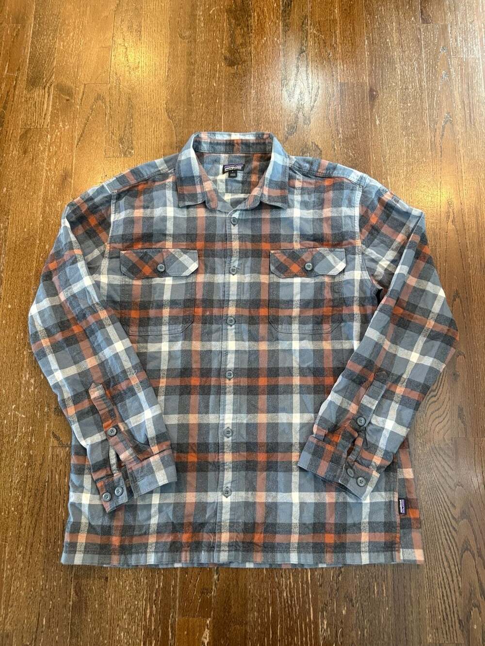 Men's Long-Sleeved Organic Cotton Midweight Fjord Flannel Shirt Sz L